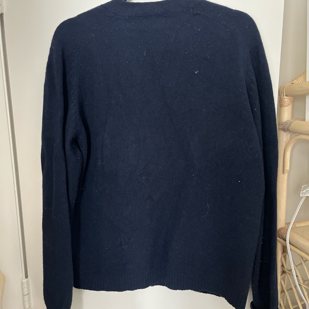 Lambs Wool Navy Cardigan Sweater - Picture 3 of 4